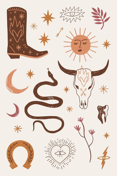 Vector Stickers, Western Wild, Cowgirl Nursery, Western Wallpaper Iphone, Boho Cowgirl, Dinosaur Background, Art Deco Patterns, Western Design, Chinese Patterns