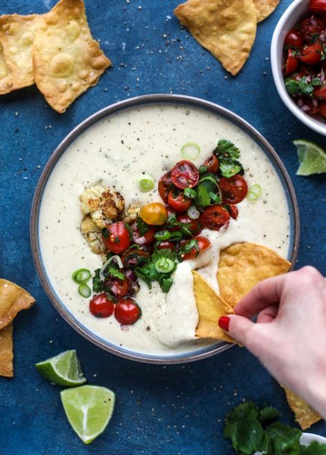 Super Bowl Recipes - 21 Recipes For The Super Bowl Cauliflower Queso, Cauliflower Dip, Butternut Recipes, Tortilla Chip Recipe, Bar Snacks, Queso Recipe, Easy Appetizers, Slim Fast, Roasted Cauliflower