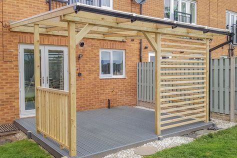 Lean To Pergola, Build A Pergola, Lean To Roof, Timber Pergola, Garden Pergola, Lean To, Building A Pergola, A Brick Wall, Backyard Diy