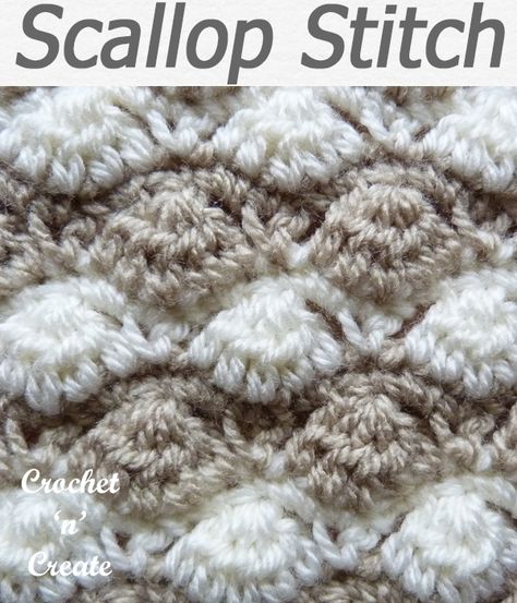 Crochet Stitches - Free Crochet Tutorials-Pictorials on Crochet 'n' Create Free Crochet Tutorials, Scallop Stitch, Different Crochet Stitches, Crochet Stitches Free, Crochet Tips, Crochet Magazine, Stitch Crochet, Crochet Tutorials, Crochet Square Patterns