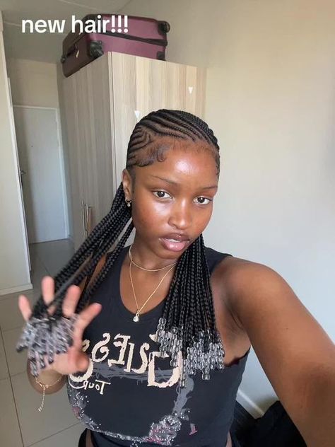 Sizwe on TikTok All Back Hairstyle With Beads, Hairstyles For Cornrows, Straight Up With Beads, Latest All Back Hairstyles 2024, Cornrow Hairstyles With Beads For Women, Straight Back Black Women, Braids All Back For Black Women, Straight Cornrows Braids For Black Women, Short Cornrows With Curls