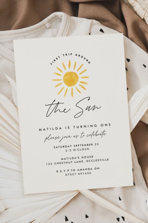 sunshine 1st birthday watercolor sun yellow modern invitation
First trip around the sun. Sunshine 1st birthday watercolor sun yellow modern elegant birthday invite #birthday #happybirthday #birthdaycards #birthdayparty #firstbirthday #turningone #onderful #newborn Yellow Theme First Birthday, Sunny One Birthday, Watercolor Birthday Invitation, First Trip Around The Sun Invitation, Sun Invitations, Sun First Birthday Party, One In The Sun, Sunshine Invitation, Sunshine 1st Birthday