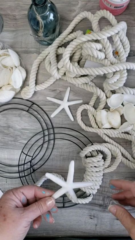 Dollar Tree summer Beach Wreath Nautical Shells Starfish Easy summer craft in 2022 | Dollar tree crafts, Summer crafts, Diy dollar store crafts Beach Crafts Diy, Seashell Art Diy, Beach Themed Crafts, Diy Beach Decor, Nautical Crafts, Beach Wreath, Summer Craft, Shell Crafts Diy, Sea Crafts