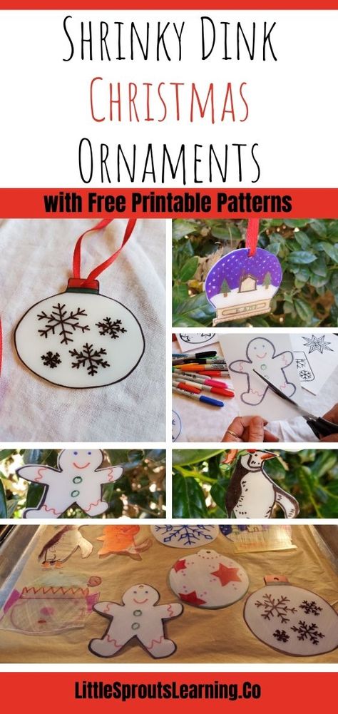 Shrink Art Christmas Ornaments, Christmas Shrinky Dink Ideas For Kids, Classroom Christmas Crafts 3rd Grade, Diy Shrinky Dink Ornaments, Shrinks Dink Christmas Ornaments, Shrinky Dink Ornaments Kids, Shrinks Dink Ornaments, Shrink Plastic Christmas Ornaments, Shrinky Dink Ideas Christmas