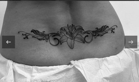 Flowers Lower Back Tattoo, Tramp Stamps Floral, Tramp Stamps Lower Backs Flowers, Hibiscus Lower Back Tattoo, Flower Tramp Stamps Lower Backs, Trampstamps Tattoo Lower Back, Tramp Stand Tattoo Ideas, Flower Tramp Tattoo, Lower Back Tattoos Flower