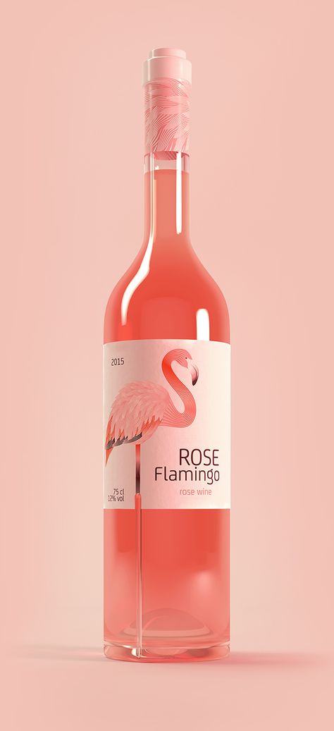 Rose Flamingo Wine on Behance Packaging Box Design, Wine Bottle Design, Alcohol Packaging, Wine Label Design, Cool Packaging, Wine Brands, Wine Design, Wine Packaging, Graphic Design Packaging