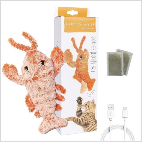 Flopping Lobster Toy for Indoor Cats & Small Dogs   Motion Sensor Cat Toy with 2 Catnip Packets   USB-Chargeable, Soft, Durab Cute Cat Toys, Kitten Toys, Indoor Cats, Interactive Cat Toys, Interactive Dog Toys, Catnip Toys, Indoor Cat, Animal Crafts, Cat Toy