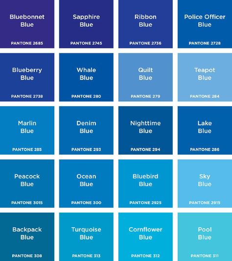 Pantone Colours, Blue Shades Colors, Color Mixing Chart, Blue Paint Colors, Color Psychology, Columbia Blue, घर ��की सजावट, Colour Board, Blue Colour