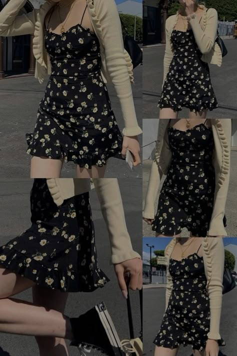 Date Night Looks, Tokyo Street Fashion, Aesthetic Floral, Spaghetti Strap Mini Dress, Casual Day Outfits, Style Aesthetic, Floral Dresses, Soft Grunge, Grunge Style