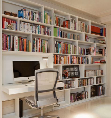 Desk Library Ideas, Small Library Room Ideas With Desk, Library With Office Desk, Small Library With Desk, Bookshelves With Desk Built In, Library Room With Desk, Home Library With Desk, Bookshelves With Desk, Small Home Library Design