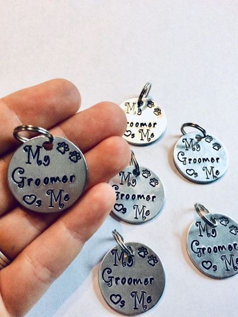 The original "My groomer loves me" tags. Hand stamped leaving a long lasting impression for your favorite clients. Available in wholesale packs up to 500! Grooming Dogs, Bear Cat, Christmas Gifts For Pets, Custom Pet Tags, Customer Gifts, Dog Christmas Gifts, Client Gifts, Groom Gift, Thank You Tags