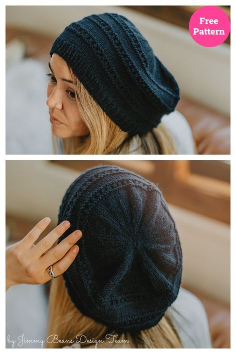 Easy Slouch Hat Free Knitting Pattern Slouch Hat Pattern Free, Slouch Hat Knit Pattern, Knit Slouchy Hat Pattern, Slouchy Beanie Knit Pattern, How To Knit A Hat, Hat Free Knitting Pattern, Knitted Slouch Hat, Slouch Hat Pattern, Slouchy Hat Pattern