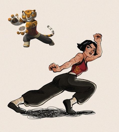 Tigress Kung Fu Panda, Disney Characters As Humans, Idea To Draw, Humanized Disney, Cartoon Characters As Humans, Human Version, Anime Vs Cartoon, Dreamworks Movies, Cartoon As Anime