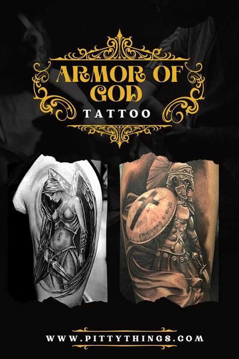 Armor of God Tattoo Ideas Armor Of God Tattoo For Men Forearm, Light Of God Tattoo, Helmet Of Salvation Tattoo, Full Armor Of God Woman Tattoo, Biblical Warrior Tattoo, Gods Protection Tattoos, Armour Of God Tattoo For Women, Armor Of God Tattoos For Guys, Gods Warrior Tattoo