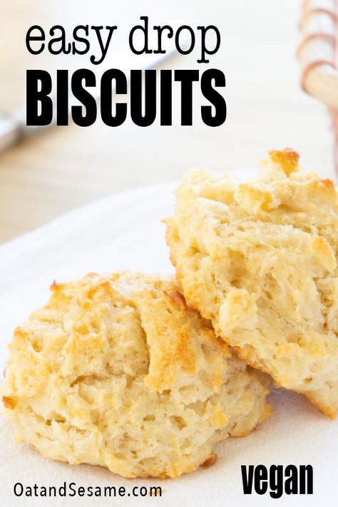 Craggy nooks, light and crispy, these EASY vegan biscuits are begging to be made over and over. #BiscuitsRecipe | #Biscuits | #VeganBreakfastIdeas | #BreakfastRecipes at OatandSesame.com #oatandsesame Drop Biscuits Easy, Easy Drop Biscuit Recipe, Drop Biscuit Recipe, Homemade Biscuits From Scratch, Homemade Drop Biscuits, Easy Drop Biscuits, Clean Eating Vegetarian, Vegan Biscuits, Homemade Sourdough