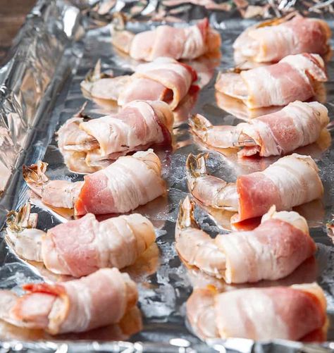 Bacon Wrapped Shrimp In Oven, Bacon Wrap Shrimp Recipes, Wrapped Shrimp, Bacon Wrapped Shrimp, Brown Sugar Bacon, Bacon On The Grill, Shrimp Appetizers, Wrapped In Bacon, Bbq Bacon