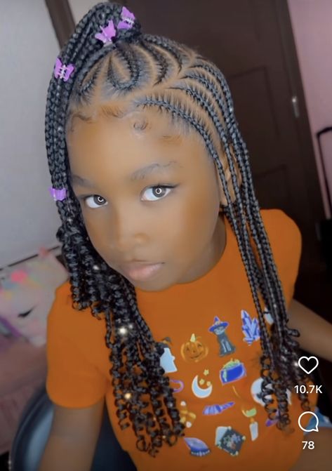 Feed In Individual Braids, Cornrows For Little Black Girls Hair, Braided Kids Hairstyles, Stitch Braids For Kids, Braids For Toddler Girls Black, Daughter Hairstyles Braids, Half Up Half Down Kids Braids, Kids Braided Hairstyles African American, Little Black Girls Braided Hairstyles