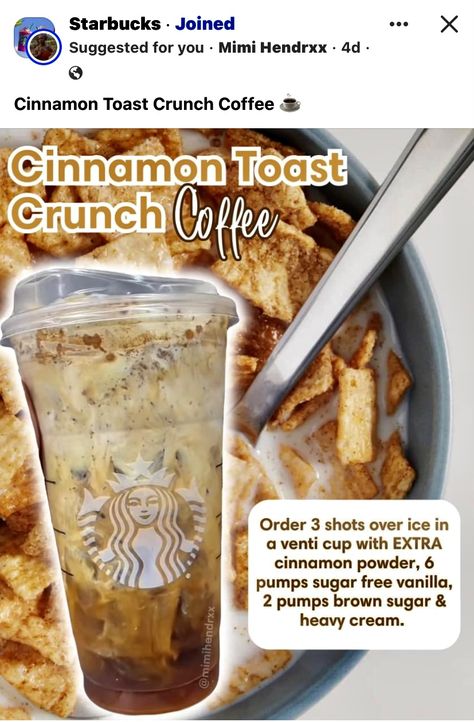 Starbucks Cold Brew Recipes, Cinnamon Toast Crunch Coffee, Cold Coffee Drinks Recipes, Low Carb Starbucks Drinks, Low Carb Starbucks, Starbucks Drink Menu, Coffee Orders, Vanilla Iced Coffee, Starbucks Secret Menu Recipes