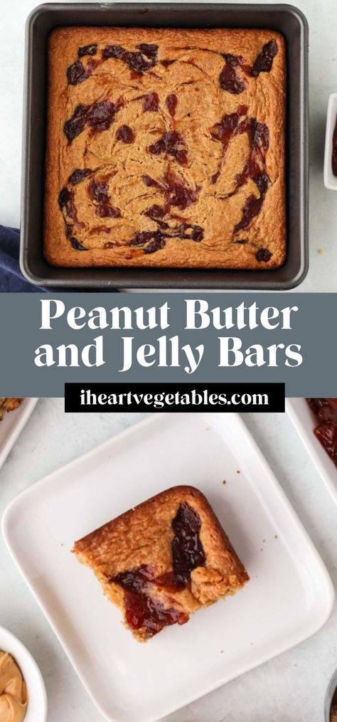 These peanut butter and jelly bars are a sweet and salty dessert that is surprisingly easy to make! You only need one bowl and 8 ingredients to make this tasty treat! Peanut Butter And Jelly Bars, Peanut Butter And Jelly Cookies, Salty Desserts, Jelly Bars, Jelly Cookies, Toffee Bits, Vegan Peanut Butter, Peanut Butter And Jelly, Protein Bar