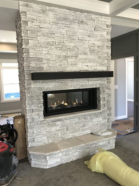 Stone Fireplace With Hearth, Ledger Stone Fireplace, Fireplace With Hearth, Corner Fireplace Makeover, Corner Fireplace Living Room, Wood Mantle Fireplace, Stone Fireplace Makeover, Ledger Stone, Mantle Fireplace