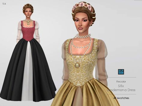 Sims 4 Cc Hair, Sims 4 Decades Challenge, Tudor Dress, Sims Medieval, Medieval Clothes, Sims 4 Mm Cc, Sims 4 Body Mods, Clothing Female, Sims 4 Dresses