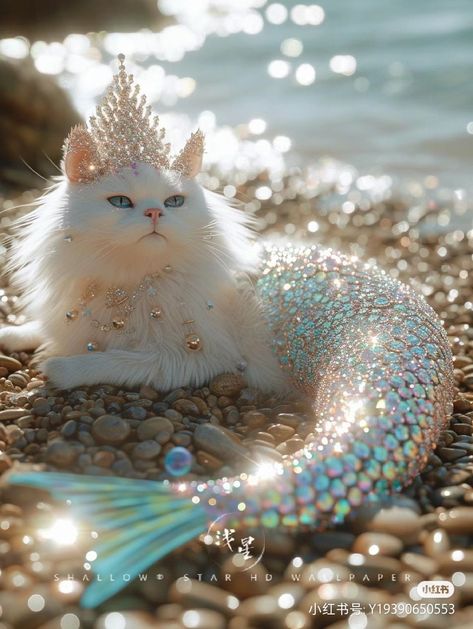 Mermaid Cat, Mermaid Art, A Mermaid, Mermaid Tail, Cute Creatures, Pretty Cats, Beautiful Cats, Crazy Cats, Cat Love