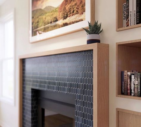 Fireplace Facelift, Fireplace Walls, Fireplace Redo, Fireplace Tile Surround, Emser Tile, Contemporary Fireplace, Fireplace Remodel, Boys Bathroom, Fireplace Ideas