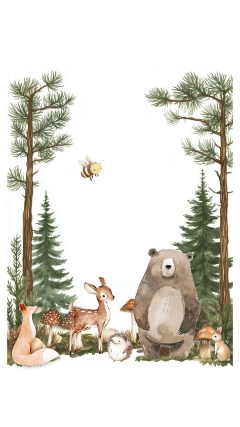 Baby Room Paintings, Woodland Bear, Belly Painting, Woodland Scene, Spring Prints, Baby Boy Rooms, Ethereal Art, Baby Design, Boy Shower