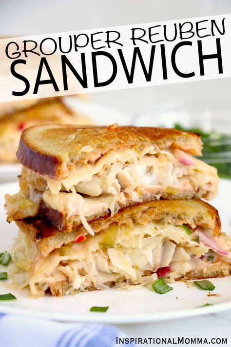 Grouper Reuben Sandwich Grouper Sandwich Recipes, Sassy Sandwiches, Ruben Sandwich, Grouper Sandwich, Grilled Grouper, Grouper Recipes, Reuben Recipe, Reuben Sandwich Recipe, Reuben Sandwich