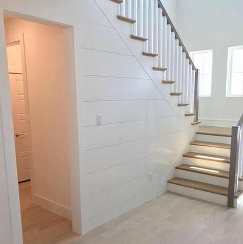 1x12 "Shiplap" - WindsorONE Shiplap Doorway, Shiplap Under Stairs, Shiplap Archway, Shiplap Stairwell, Shiplap Hallway, Herringbone Shiplap, Door Under Stairs, Shiplap Living Room, Shiplap Feature Wall