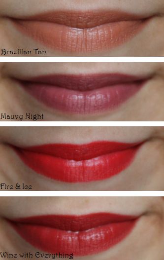 Revlon Super Lustrous Creme Finish- Brazilian Tan, Mauvy Night, Fire & Ice, Wine with Everything Revlon Wine With Everything Lipstick, Coral Lipstick, Creamy Lipstick, Revlon Super Lustrous, Ice Wine, Lipstick Swatches, Lip Glosses, Mac Lipstick, Beautiful Lips