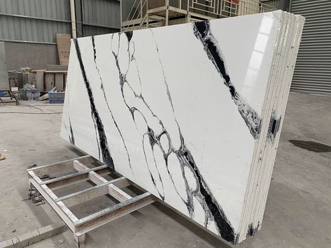 Panda Granite Kitchen, White And Black Countertops Quartz, Black And White Quartzite Countertops, Panda Quartz Countertop, Panda Countertop Kitchen, White And Black Quartz Countertops, Black Quartz Bathroom Countertops, Black And White Countertops Kitchen, Black And White Marble Countertops