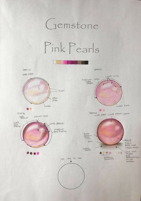 How To Color Gems With Colored Pencils, Drawing Prismacolor Ideas, Iridescent Colored Pencil, How To Draw Pearls, Drawing Pearls, Drawing Ideas With Colored Pencils, Pearls Drawing, Colored Pencil Shading, Pearl Illustration