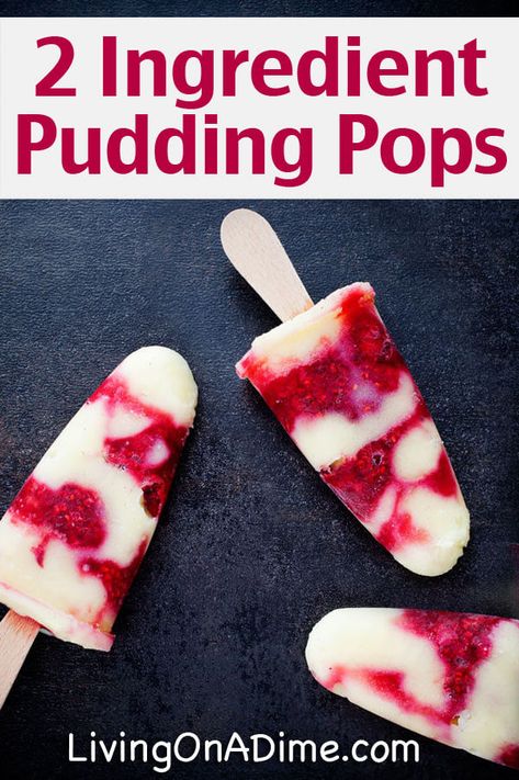 Pudding Pops Recipe, Frozen Pudding, Healthy Popsicle Recipes, Pudding Pops, Healthy Popsicles, Pudding Pop, Homemade Pudding, Two Ingredient, Frozen Snack