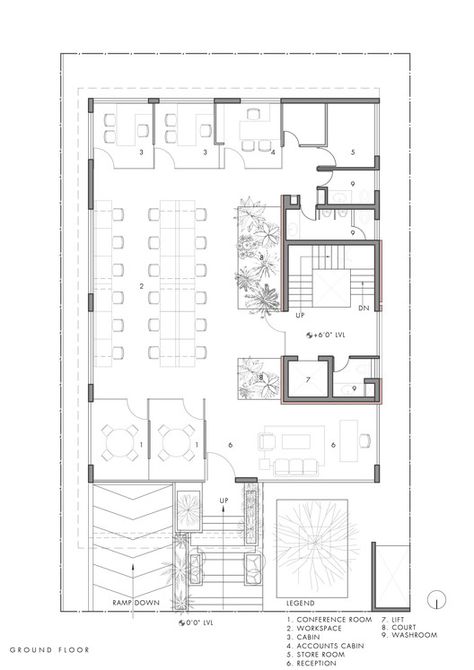 Atech Solutions Offices / Studio 4A | ArchDaily Commercial Office Building Floor Plans, Architecture Office Plan Layout, Office Building Floor Plan, Office Building Plans, Staircase Layout, Commercial Building Plans, Office Layout Plan, School Floor Plan, Office Layouts