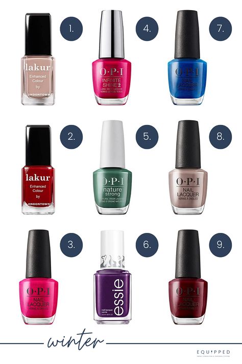 Color Analysis Nail Polish, Cool Winter Nail Polish, True Winter Nail Polish, 2023 Winter Nail Color Trends, Hoc Winter Nails, Winter Color Palette Nail Polish, Deep Winter Color Palette Nails, Deep Winter Nail Polish, Cool Toned Nail Polish