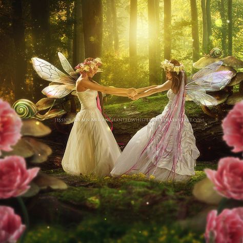 Kindred-Spirits by EnchantedWhispersArt on DeviantArt Fairy Costumes, Friendship Art, Fairy Wall Art, Fairy Pictures, Fairy Decor, Fairy Artwork, Fairy Friends, Love Fairy, Fairies Elves