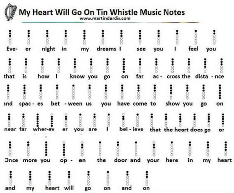 my heart will go on tin whistle notes My Heart Will Go On Recorder Notes, Tin Whistle Tabs Songs, Tin Whistle Sheet Music, Recorder Notes, Tin Whistles, Penny Whistle, Native American Flute Music, Letter Notes, Irish Flute