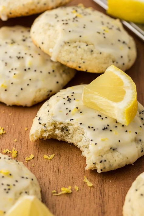 Lemon Poppyseed Cookies Poppyseed Cookies Recipe, Lemon Poppyseed Cookies, Poppyseed Cookies, Lemon Glaze, Lemon Poppyseed, Cookies Recipe, Cookie Dough, Biscuits, Dough