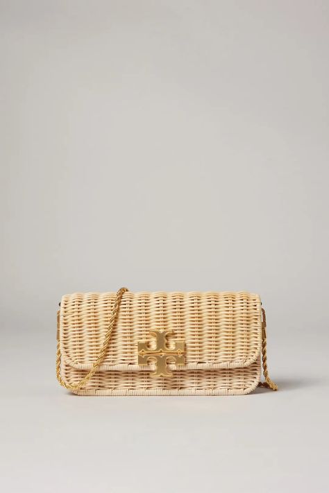 Gold Eleanor Wicker Clutch by Tory Burch Accessories | Rent the Runway Wicker Clutch, Natural Straw Rectangular Clutch, Gold Woven Evening Clutch, Gold Woven Straw Clutch Bag, Luxury Woven Clutch, Eco-friendly Woven Straw Clutch Bag, Spring Work, Rooftop Party, Functional Fashion