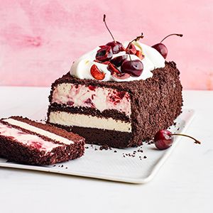 Black Forest Ice Cream Cake Recipe | Cakes & cheesecakes | Hannaford Black Forest Ice Cream Cake, Cherry Ice Cream Cake, Christmas Ice Cream Desserts, Baking Besties, Black Forest Ice Cream, Scene Items, Vegan Ice Cream Cake, Chocolate Cherry Ice Cream, Christmas Ice Cream Cake