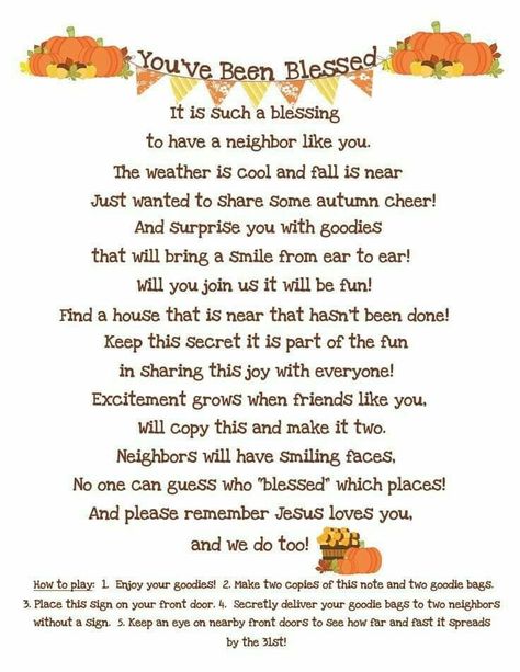 You’ve Been Blessed, You’ve Been Gobbled Ideas, Thanksgiving Neighborhood Game, You’ve Been Gobbled, Neighborhood Games, You've Been Gobbled, Thanksgiving Poems, Blessed Thanksgiving, You've Been Booed