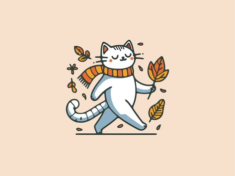 Autumn themed cute Kitty by Aruscha Animals In Sweaters Illustration, Sweaters Illustration, Animals In Sweaters, Cute Kitty, Graphics Designer, Animal Logo, Cat Illustration, Art Logo, Graphic Design Illustration