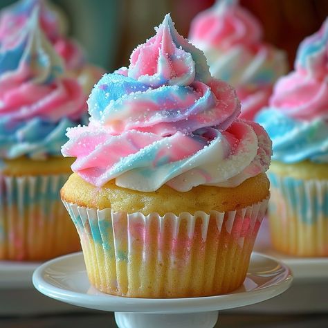 Cotton Candy Cake Recipe, Candy Filled Cupcakes, Cotton Candy Cake, Cotton Candy Fudge, Cotton Candy Cupcakes, Sweet Sushi, Oreo Delight, Cotton Candy Cakes, Homemade Cupcake Recipes