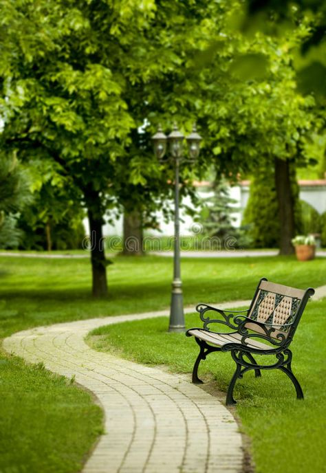 Bench in park. Romantic bench in paceful park in spring , #Aff, #Romantic, #park, #Bench, #spring, #paceful #ad Bench In Park, Park Bench Design, Heaven Fashion, Deck Stair Lights, China Photography, Cracked Wallpaper, Bench Outdoor, Box Studio, Scene Drawing