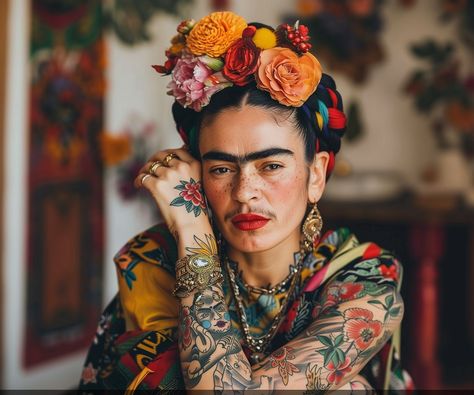 Frida Style, Frida Kahlo Makeup Inspired, Mexico Inspired Makeup, Frida Kahlo Photography, Frida Photoshoot, Frida Kahlo Inspired Photoshoot, Frieda Kahlo Portrait, Freida Kahlo, Frida Kahlo Quotes