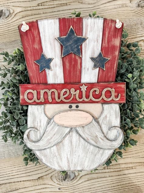 Blue Shed, Patriotic Door Hanger, Fourth Of July Decorations, Diy Craft Kit, 4th Of July Decorations, Uncle Sam, Patriotic Gifts, Diy Craft Kits, Diy Door