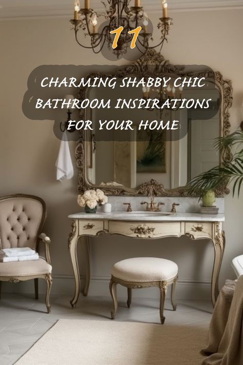 Discover the beauty of shabby chic in your bathroom with these 11 delightful inspirations. From elegant mirrors to vintage furniture, I've curated a collection that will make your space feel both stylish and welcoming. It's all about creating a serene retreat that combines charm with functionality. Let these ideas inspire your next home makeover! French Bathroom Decor Vintage, Shabby Chic Ideas, Japandi Dining Room, French Bathroom Decor, Organic Modern Kitchen, French Bathroom, Chic Bathroom, Wooden Vanity, Elegant Mirrors