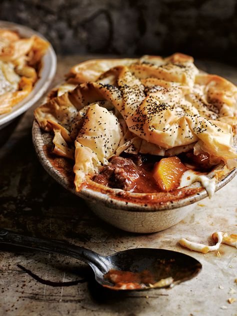 braised lamb, butternut and stracchino filo pies from donna hay magazine autumn issue #86 Caerphilly Cheese, Donna Hay Recipes, Welsh Recipes, British Cooking, Hp Sauce, Uk Recipes, Braised Lamb, Scottish Recipes, Cheese Pies