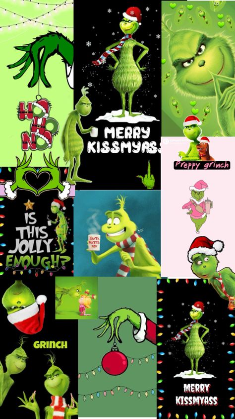 Grinch Screensaver, Grinch Collage Wallpaper, Grinch Iphone Wallpaper, Grinch Phone Wallpaper, Grinch Collage, Cute Christmas Wallpaper Grinch, Grinch Photos, Grinch Wallpaper Iphone, The Grinch Wallpaper